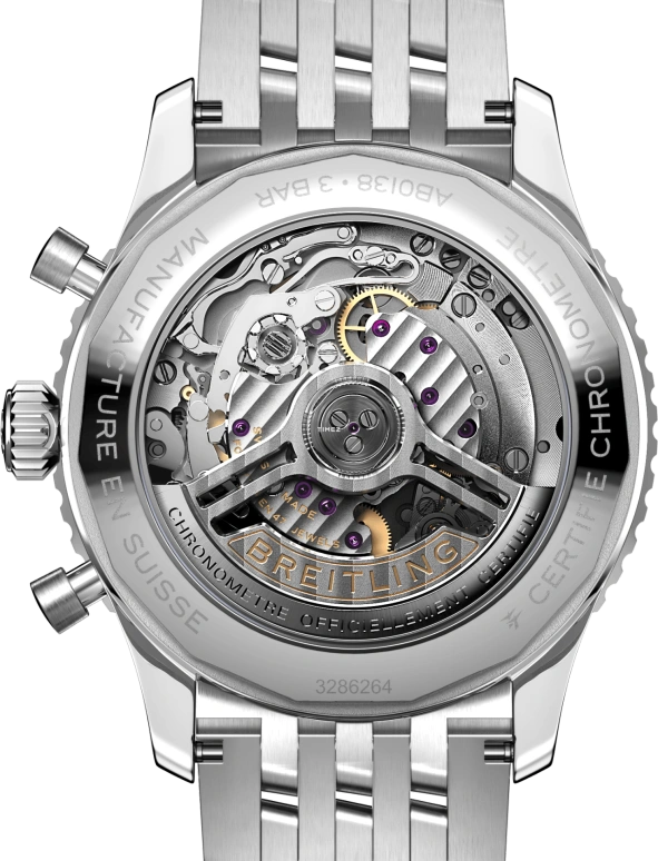 Breitling,Navitimer 43mm,43mm,Stainless Steel,Silver,Automatic,Chronograph,Day,AB0138241G1A1