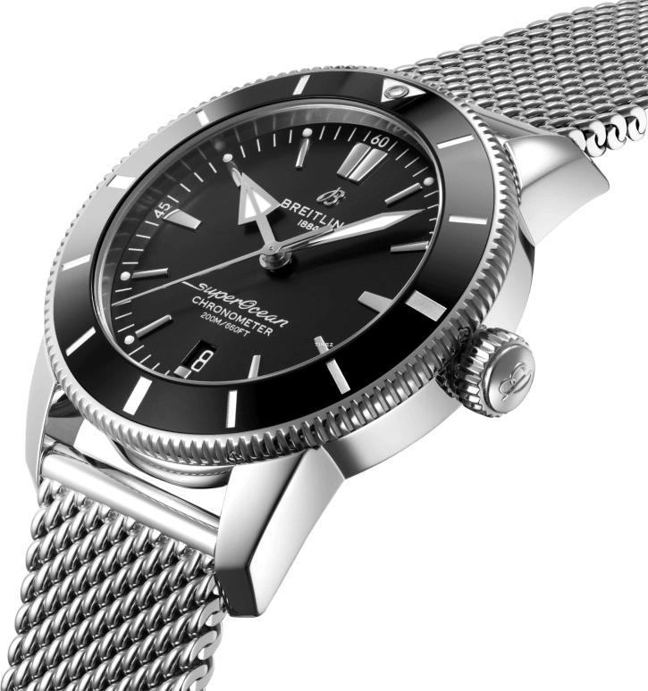 Breitling,Superocean Heritage 44mm,44mm,Stainless Steel,Black,Automatic,Day,70hours,AB2030121B1A1