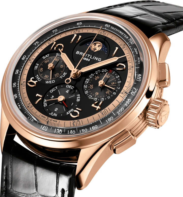Breitling,Premier 42mm,42mm,Red Gold,Black,Automatic,Chronograph,Moonphase,Perpetual Calendar,Leap Year,96hours,In-house Caliber,RB19401A1B1P1