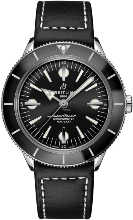 Breitling,Superocean Heritage 42mm,42mm,Stainless Steel,Black,Automatic,Chronograph,Day,A10370121B1X2