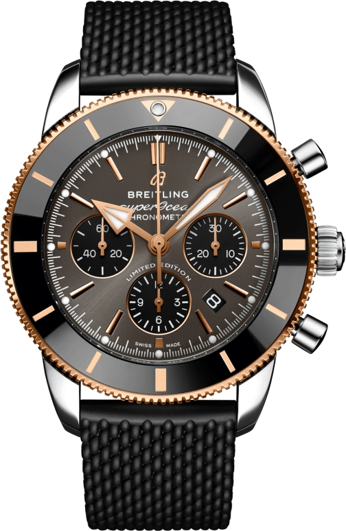 Breitling,Superocean Heritage 44mm,44mm,Red Gold,Stainless Steel,Grey,Automatic,Chronograph,Day,UB01621A1M1S1