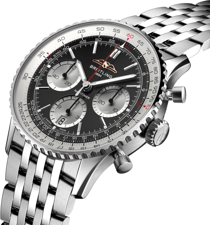Breitling,Navitimer 41mm,41mm,Stainless Steel,Black,White,Automatic,Chronograph,Day,AB0139211B1A1