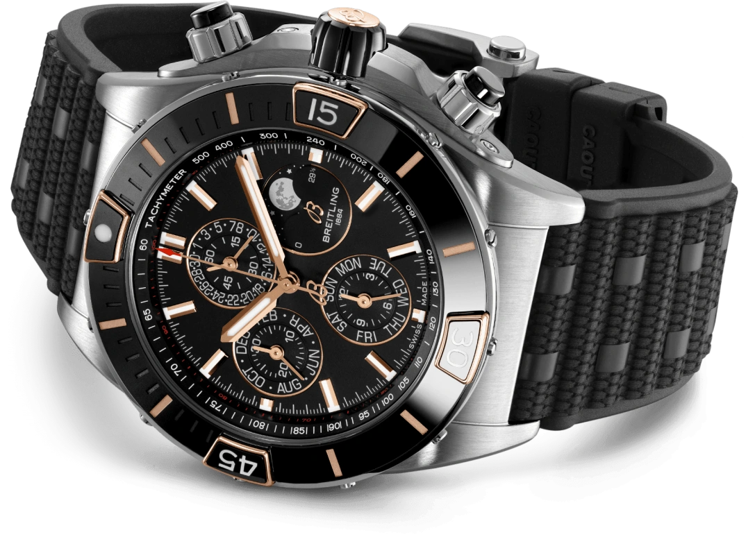 Breitling,Chronomat 44mm,44mm,Ceramic,Red Gold,Stainless Steel,Black,Automatic,Chronograph,Moonphase,1461 Calendar,Month,96hours,In-house Caliber,I19320251B1S1
