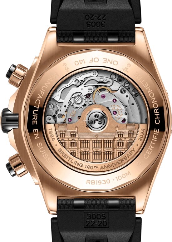 Breitling,Chronomat 44mm,44mm,Red Gold,Black,Skeleton,Automatic,Chronograph,Moonphase,Perpetual Calendar,Leap Year,96hours,In-house Caliber,RB19301A1G1S1