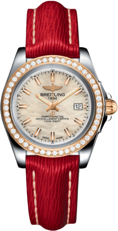 Breitling,Galactic 32mm,32mm,Rose Gold,Stainless Steel,White,Quartz,Day,26280hours,C7133053,C7133053/A802/209X/A14BA.1