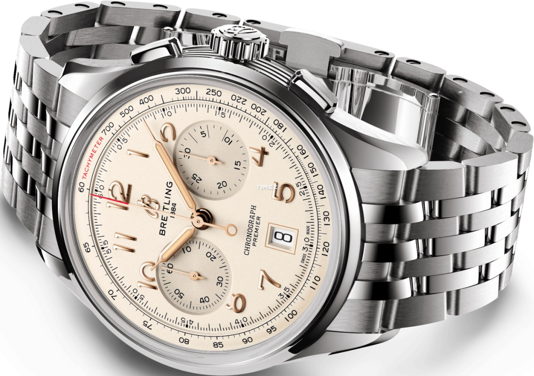 Breitling,Premier 42mm,42mm,Stainless Steel,Cream,Automatic,Chronograph,Day,AB0145211G1A1