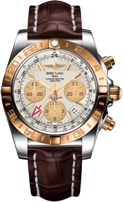 Breitling,Chronomat 44mm,44mm,Rose Gold,Stainless Steel,Silver,Automatic,Chronograph,Day,Column Wheel,CB042012,CB042012/G755/739P