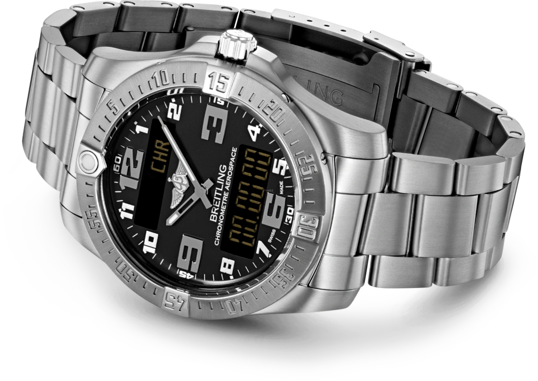 Breitling,Aerospace 43mm,43mm,Titanium,Black,Quartz,Chronograph,Perpetual Calendar,Date,Day,In-house Caliber,Sapphire,E79363101B1E1