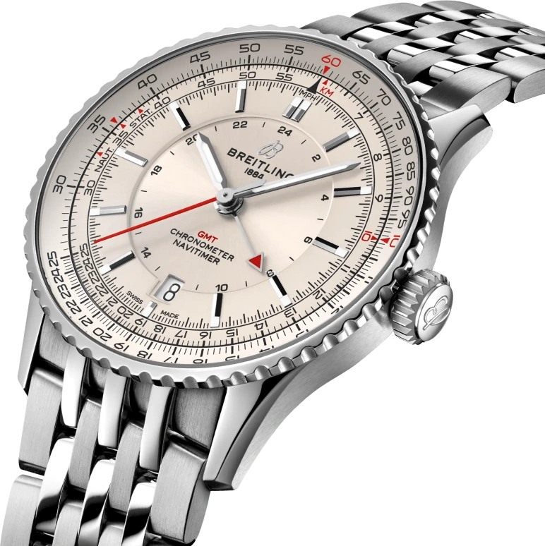 Breitling,Navitimer 41mm,41mm,Stainless Steel,White,Automatic,Day,Dule Time,A32310211G1A1