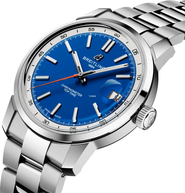 Breitling,Top Time 38mm,38mm,Stainless Steel,Blue,Automatic,Day,78hours,AB3113A71C1A1