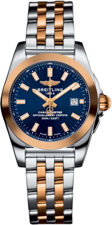 Breitling,Galactic 29mm,29mm,Rose Gold,Stainless Steel,Blue,Quartz,Day,In-house Caliber,C7234812,C7234812/C950/791C