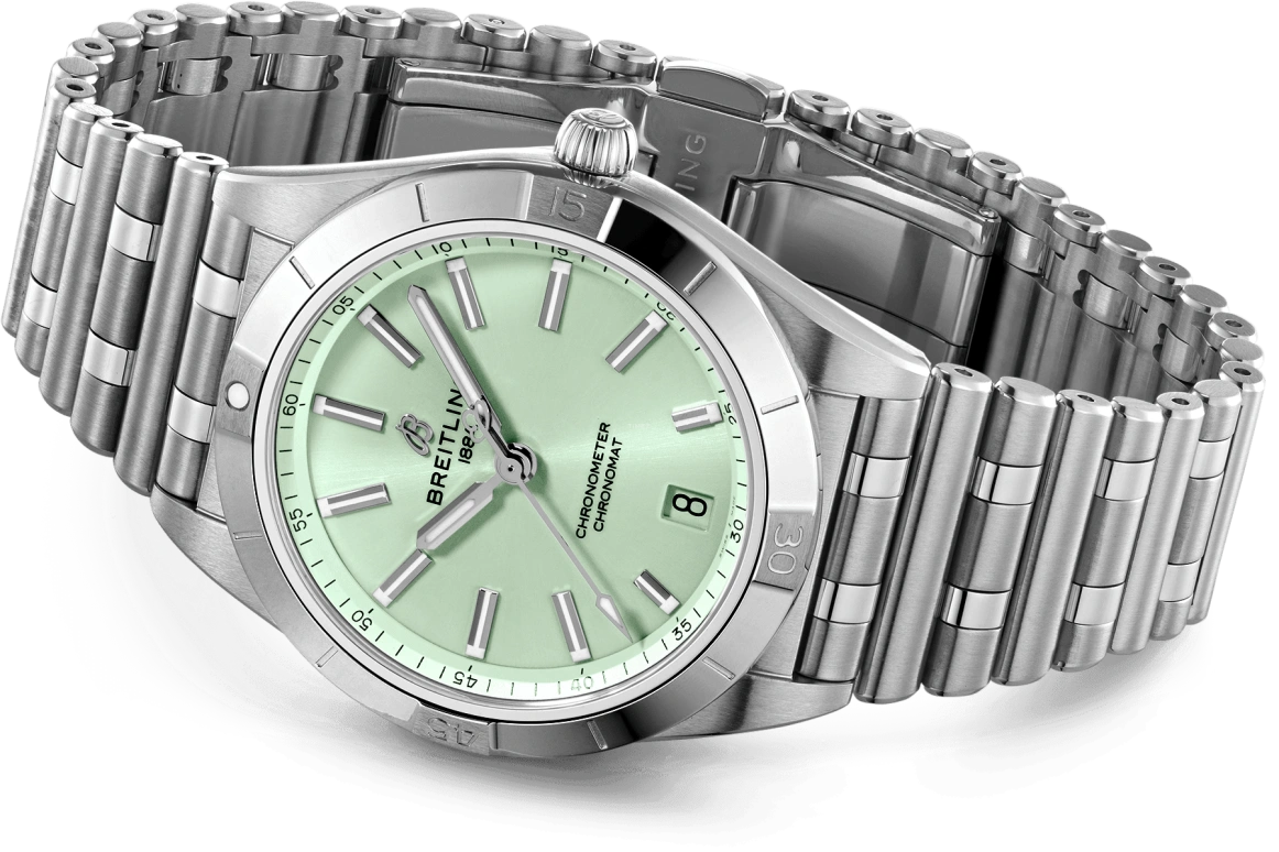 Breitling,Chronomat 36mm,36mm,Stainless Steel,Green,Automatic,Chronograph,Day,A10380101L1A1