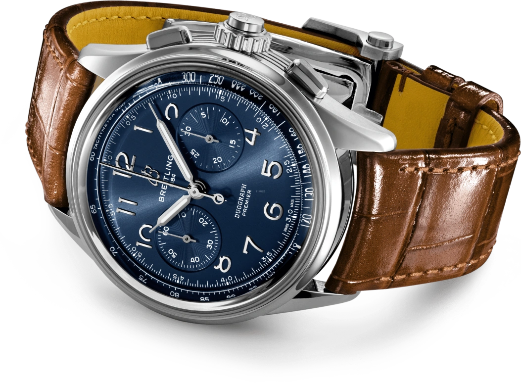 Breitling,Premier 42mm,42mm,Stainless Steel,Blue,Handwound,Chronograph,Rattrapante,AB1510171C1P1