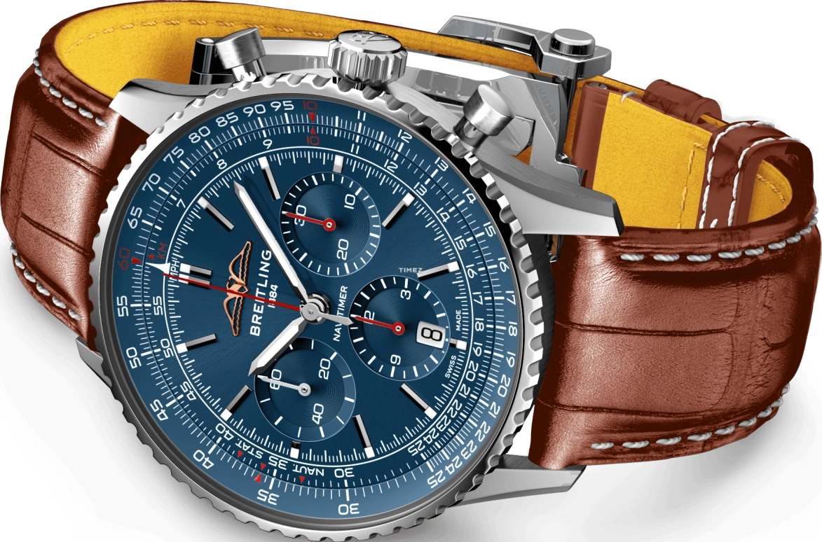 Breitling,Navitimer 43mm,43mm,Stainless Steel,Blue,Automatic,Chronograph,Day,AB01383A1C1P1