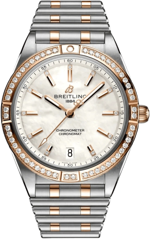 Breitling,Chronomat 36mm,36mm,Red Gold,Stainless Steel,White,Automatic,Chronograph,Day,U10380591A2U1
