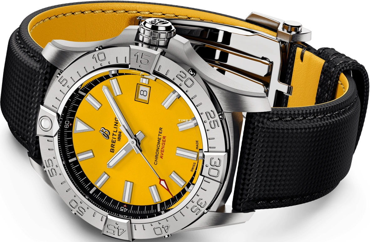 Breitling,Avenger 42mm,42mm,Stainless Steel,Yellow,Automatic,Day,38hours,A173283A1I1X1