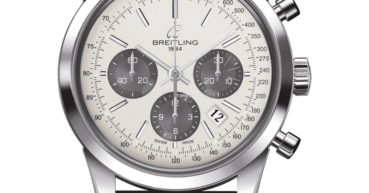 Breitling,Transocean 43mm,43mm,Stainless Steel,White,Grey,Automatic,Chronograph,Day,AB0152121G1A1