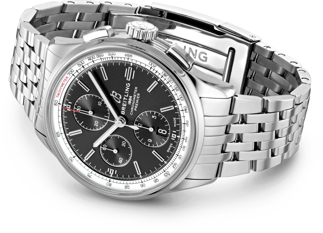 Breitling,Premier 42mm,42mm,Stainless Steel,Black,Automatic,Chronograph,Date,Compass,A13315351B1A1