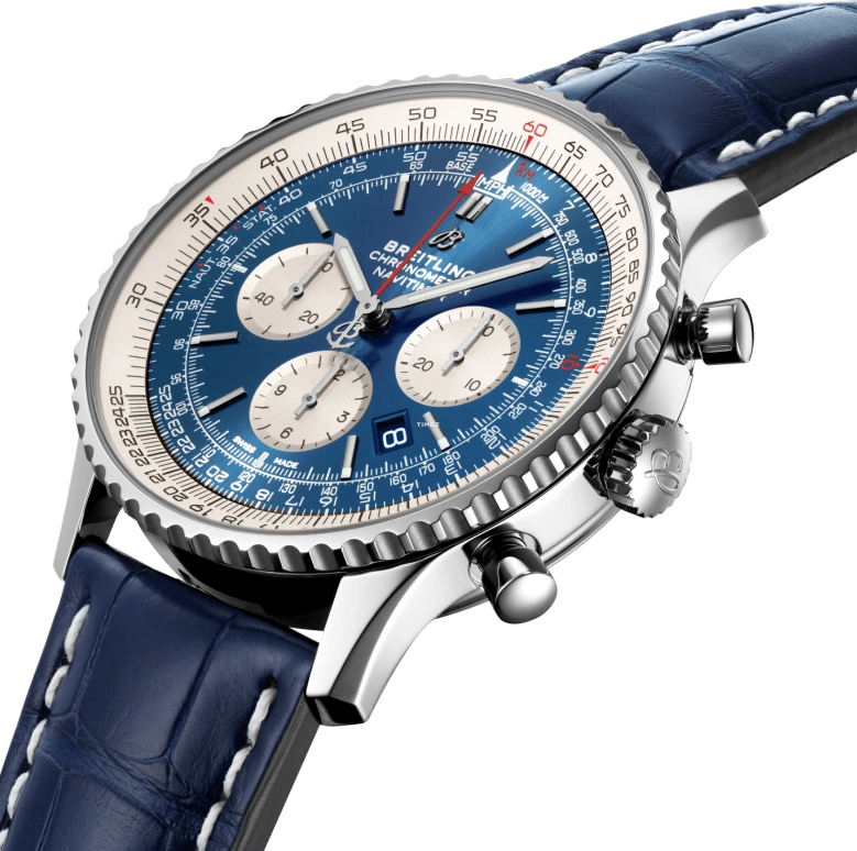 Breitling,Navitimer 46mm,46mm,Stainless Steel,Blue,Automatic,Chronograph,Day,AB0127211C1P1