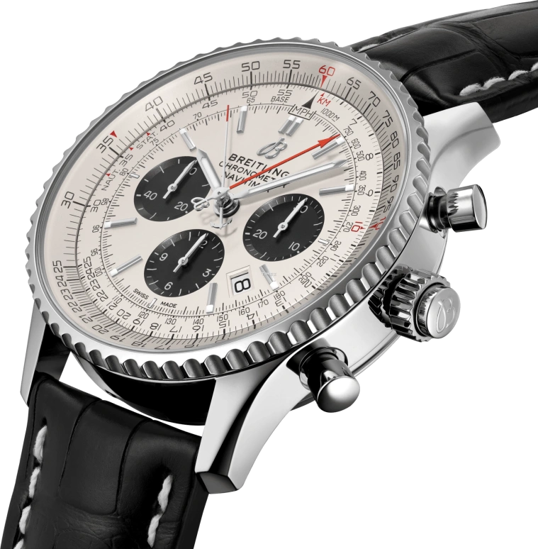 Breitling,Navitimer 45mm,45mm,Stainless Steel,White,Black,Automatic,Chronograph,Day,Rattrapante,AB0311211G1P1