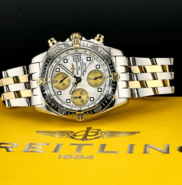 Breitling,Cockpit 39mm,39mm,Stainless Steel,White,Automatic,Chronograph,Day,B13357