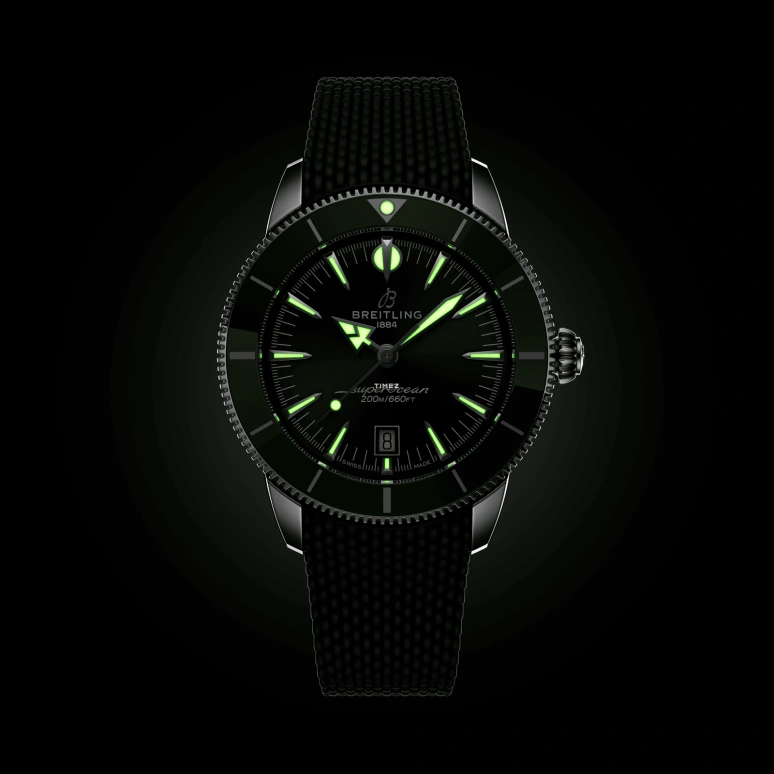 Breitling,Superocean Heritage 44mm,44mm,Stainless Steel,Ceramic,Green,Automatic,Day,78hours,AB3112361L1S1