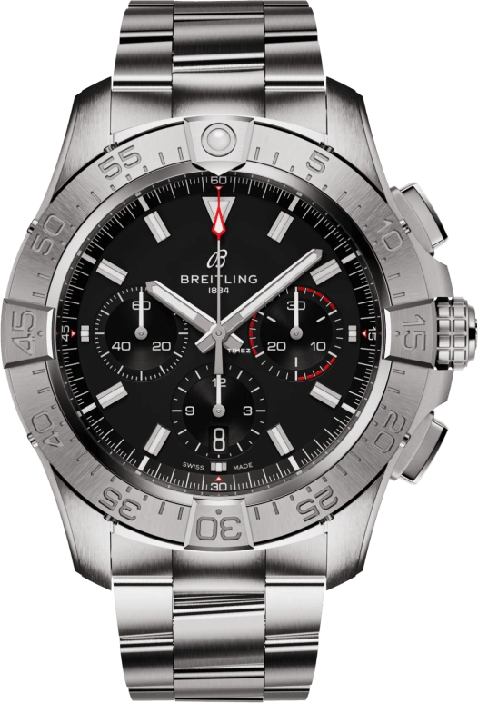 Breitling,Avenger 44mm,44mm,Stainless Steel,Black,Automatic,Chronograph,Day,AB0147101B1A1