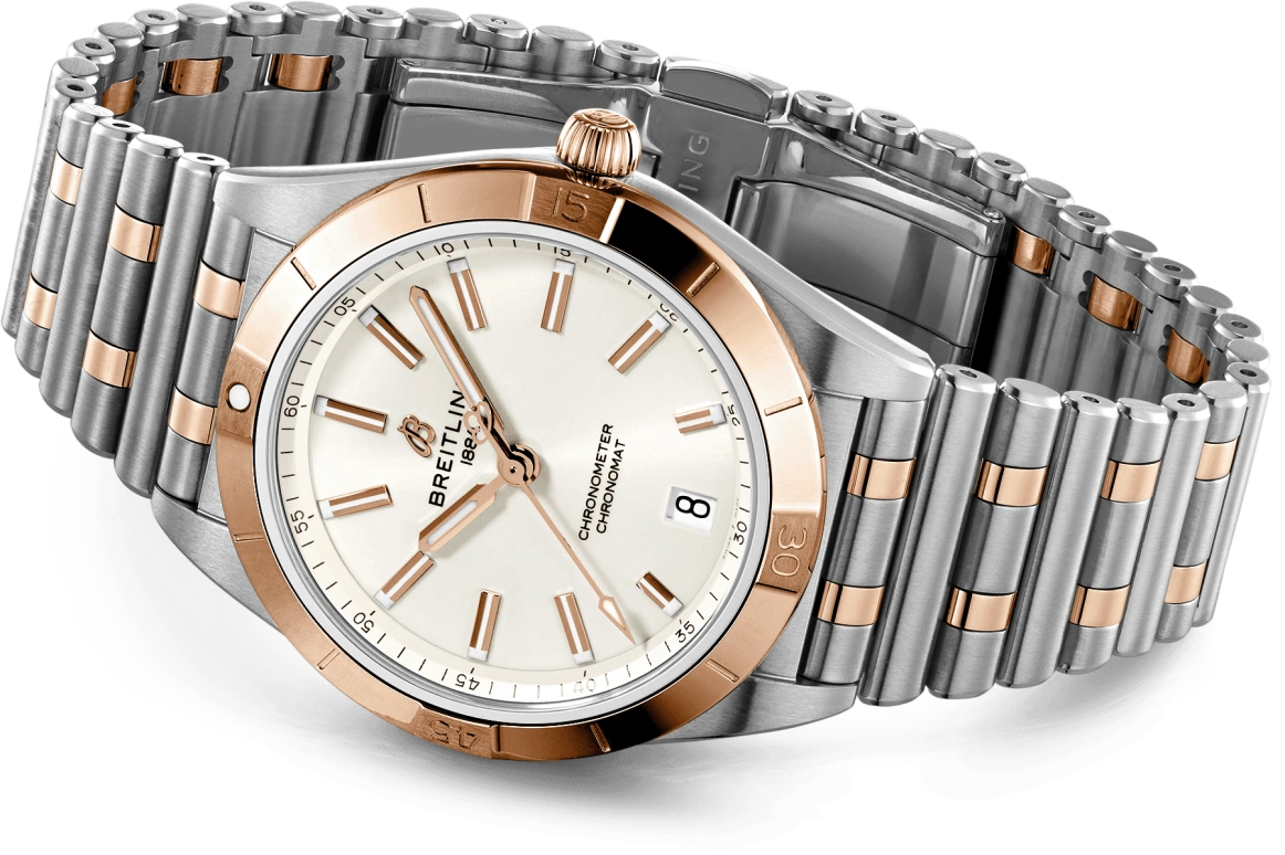 Breitling,Chronomat 36mm,36mm,Red Gold,Stainless Steel,White,Automatic,Chronograph,Day,U10380101A1U1