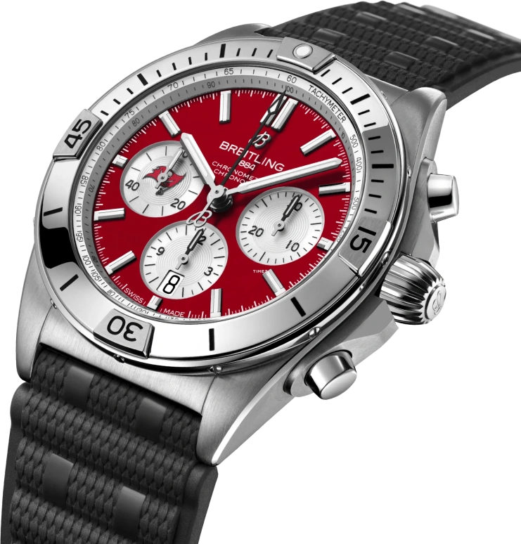 Breitling,Chronomat 42mm,42mm,Stainless Steel,Red,Silver,Automatic,Chronograph,Day,AB01342B1K7S1