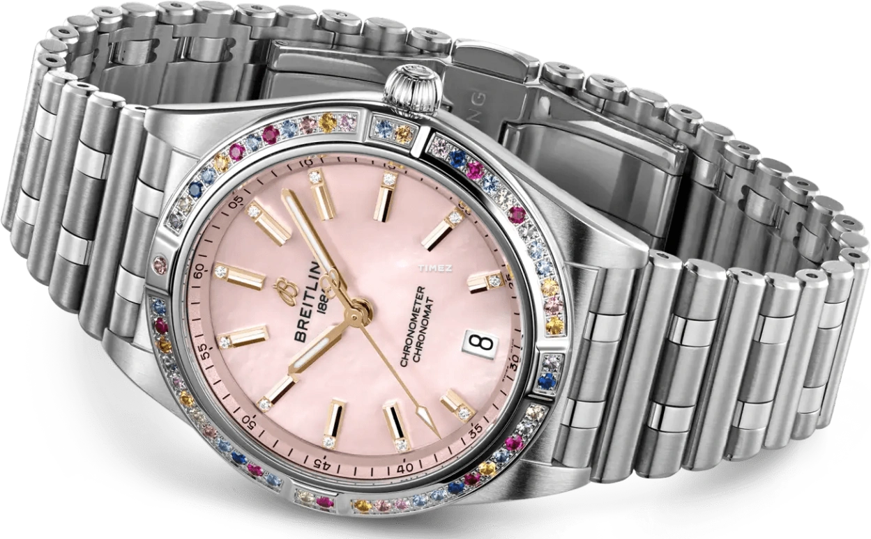 Breitling,Chronomat 36mm,36mm,White Gold,Stainless Steel,Pink Red,Automatic,Day,42hours,G10380BB1K1G1