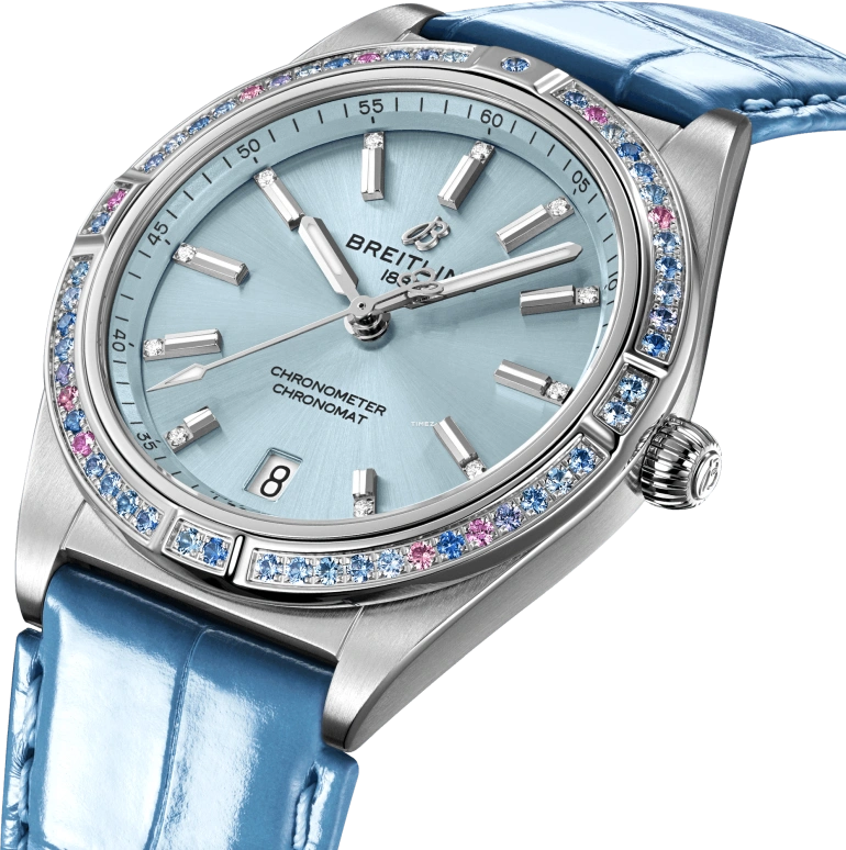 Breitling,Other 36mm,36mm,Stainless Steel,Red Gold,Blue,Automatic,Day,Sapphire,Crystal Glass,G10380611C1P1