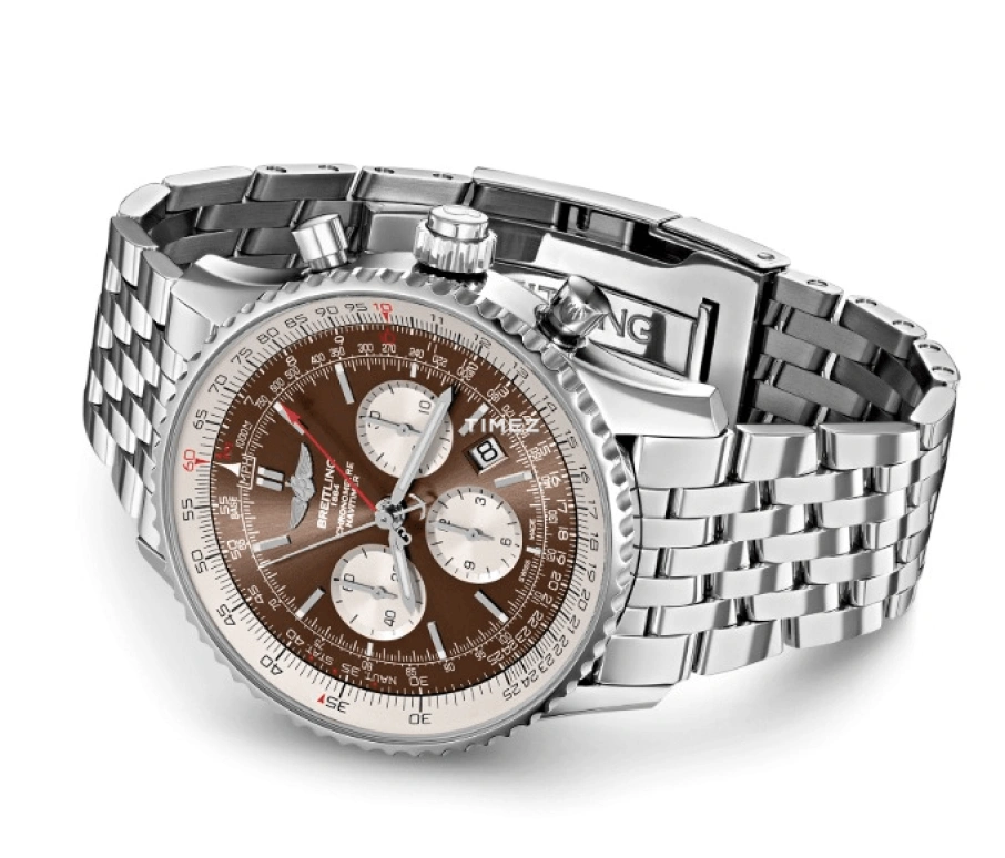 Breitling,Navitimer 45mm,45mm,Stainless Steel,White,Brown,Automatic,Chronograph,Day,Rattrapante,AB0310211Q1A1