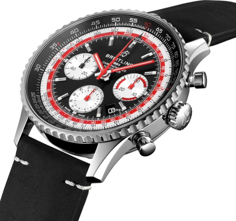 Breitling,Navitimer 43mm,43mm,Stainless Steel,Black,Automatic,Chronograph,Day,AB01211B1B1X1