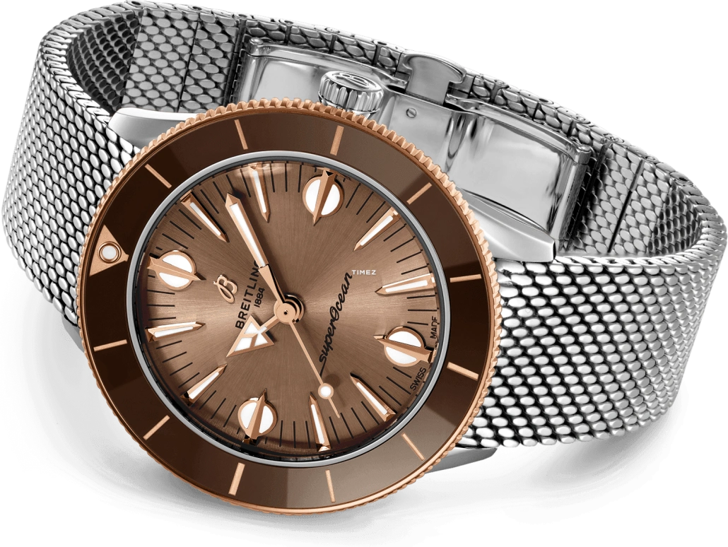 Breitling,Superocean Heritage 38mm,38mm,Stainless Steel,Red Gold,Brown,Automatic,Sapphire,Crystal Glass,Round,U10340E31A1A1
