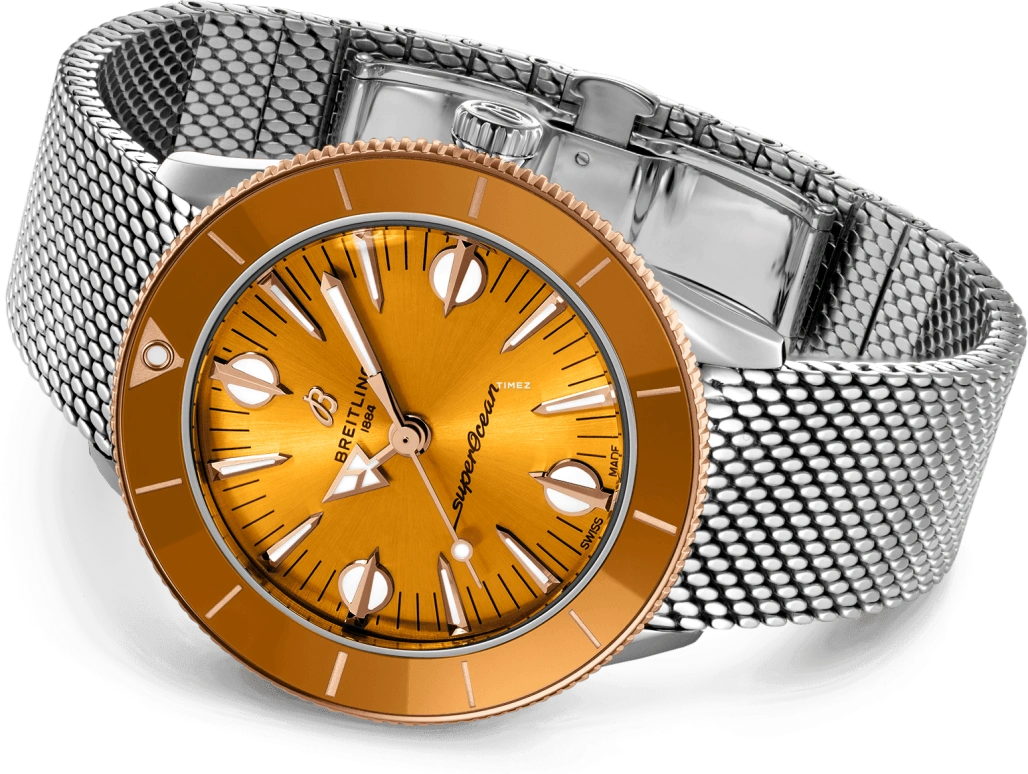 Breitling,Superocean Heritage 38mm,38mm,Stainless Steel,Orange,Automatic,Sapphire,Crystal Glass,Round,U10340281I1A1