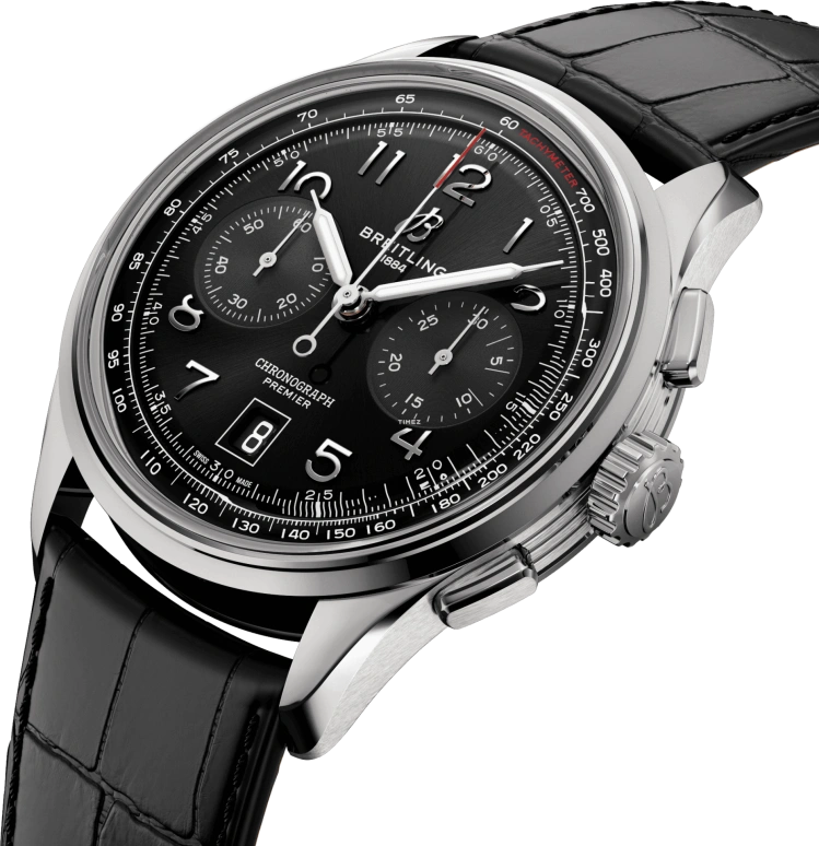 Breitling,Premier 42mm,42mm,Stainless Steel,Black,Automatic,Chronograph,Day,AB0145221B1P2