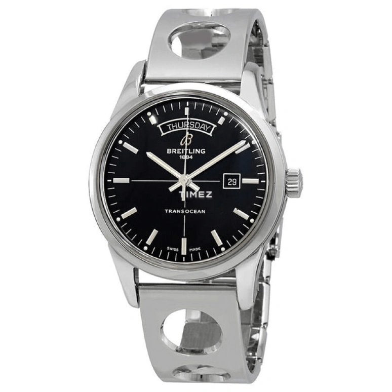 Breitling,Transocean 43mm,43mm,Stainless Steel,Black,Automatic,Date,Day,A4531012,A4531012/BB69/222A