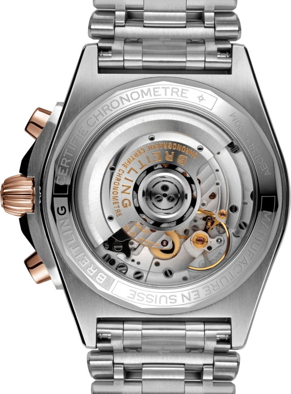 Breitling,Chronomat 42mm,42mm,Red Gold,Stainless Steel,Silver,Automatic,Chronograph,Day,Column Wheel,IB0134101G1A1