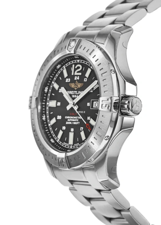 Breitling,Other 44mm,44mm,Stainless Steel,Black,Automatic,Day,Dule Time,A17388101B2A1