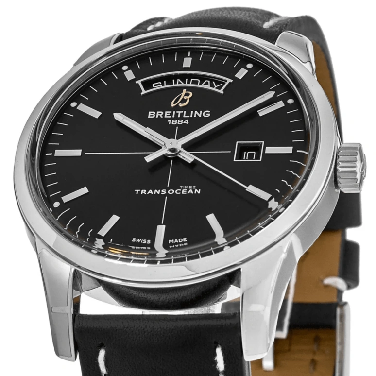 Breitling,Transocean 43mm,43mm,Stainless Steel,Black,Automatic,Date,Day,A4531012,A4531012/BB69/435X/A20BA.1