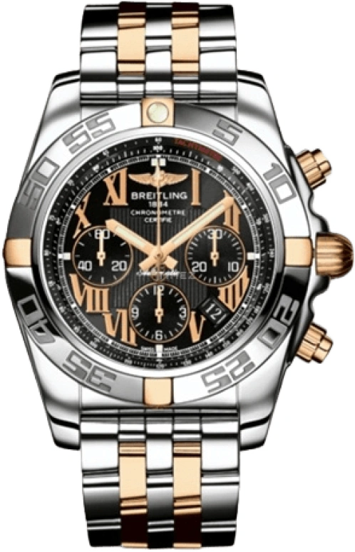 Breitling,Chronomat 44mm,44mm,Rose Gold,Stainless Steel,Black,Automatic,Chronograph,Day,Column Wheel,IB011012,IB011012/B957/375C