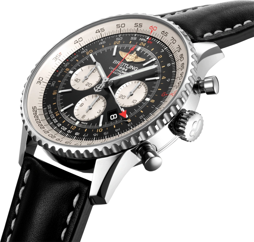 Breitling,Navitimer 48mm,48mm,Stainless Steel,Black,White,Automatic,Chronograph,Day,AB0441211B1X1