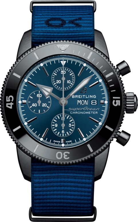 Breitling,Superocean Heritage 44mm,44mm,Stainless Steel,Blue,Automatic,Chronograph,Date,Compass,M133132A1C1W1