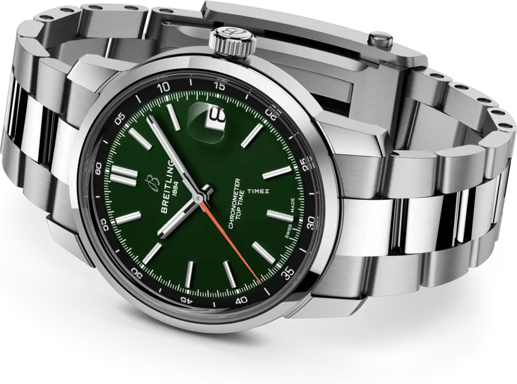 Breitling,Top Time 38mm,38mm,Stainless Steel,Green,Automatic,Day,78hours,AB3113171L1A1
