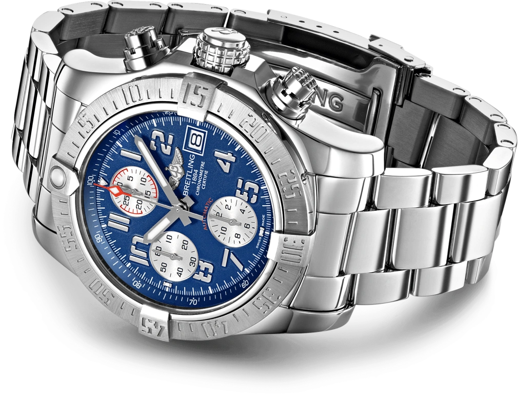 Breitling,Avenger 43mm,43mm,Stainless Steel,Blue,Automatic,Chronograph,Date,Compass,A13381111C1A1