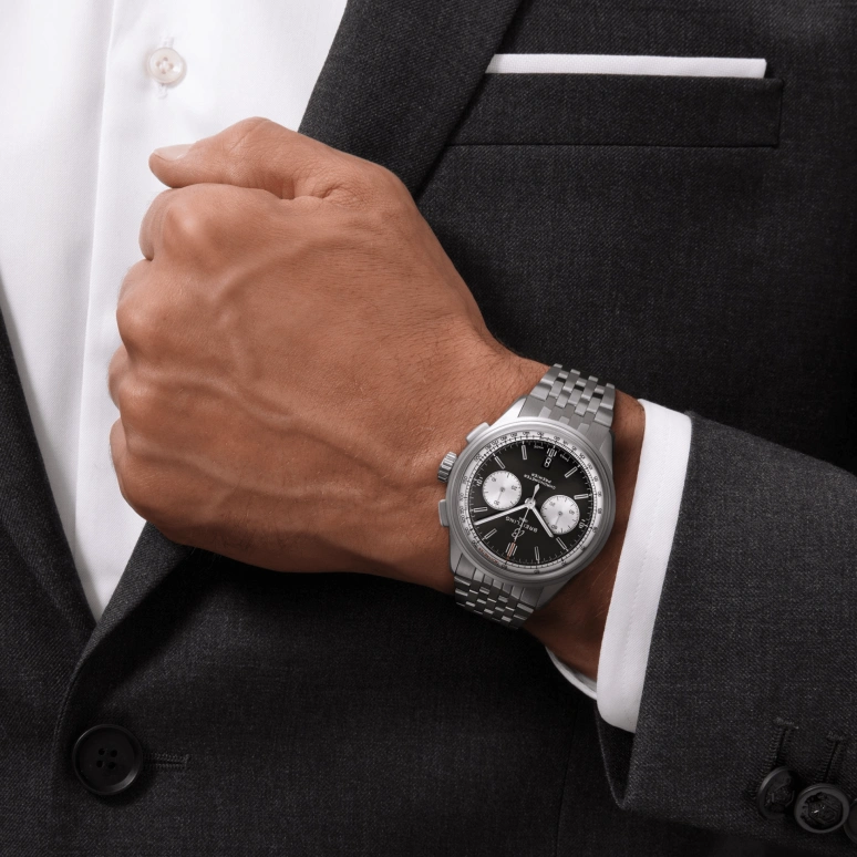 Breitling,Premier 42mm,42mm,Stainless Steel,Black,Automatic,Chronograph,Day,AB0118371B1A1