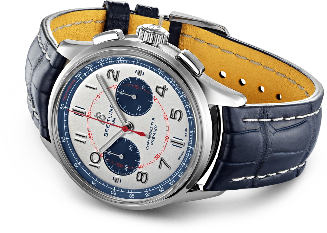 Breitling,Premier 42mm,42mm,Stainless Steel,Silver,Blue,Automatic,Chronograph,70hours,AB0118A71G1P1