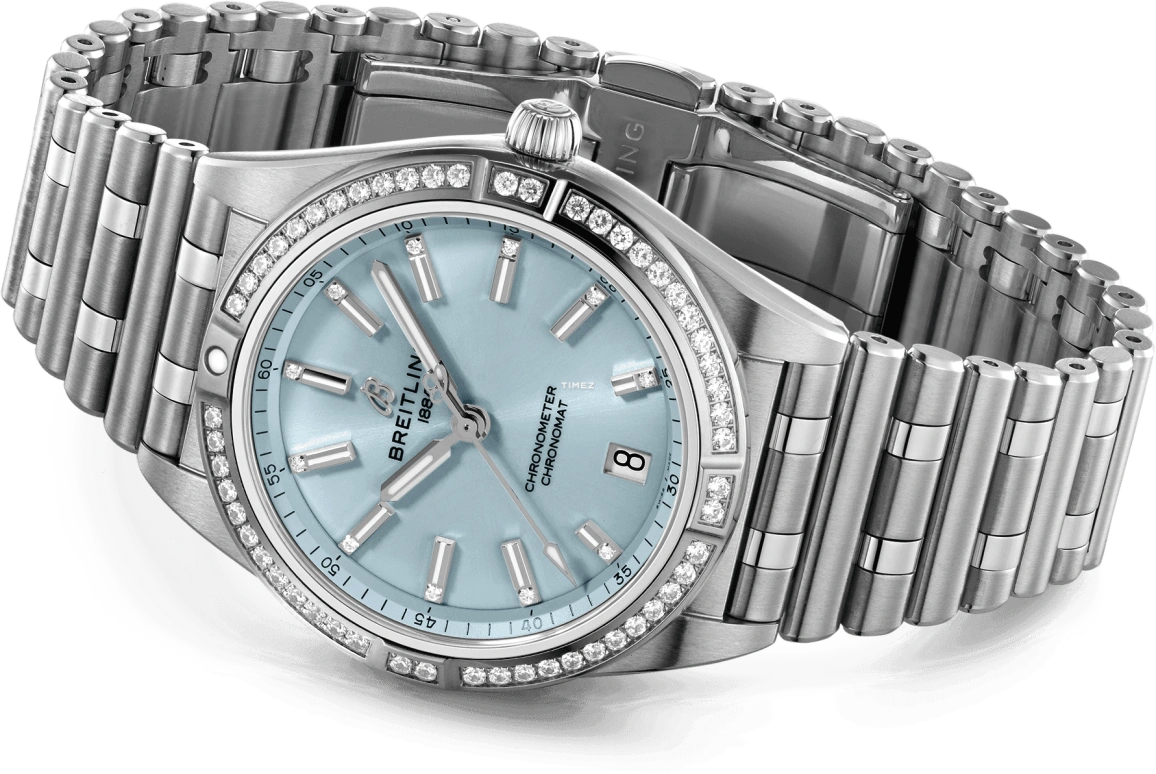Breitling,Other 36mm,36mm,Stainless Steel,Blue,Automatic,Day,Sapphire,Crystal Glass,G10380591C1G1