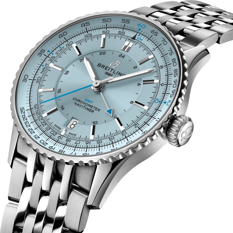 Breitling,Navitimer 41mm,41mm,Stainless Steel,Ice Blue,Automatic,Day,Dule Time,A32310171C1A1