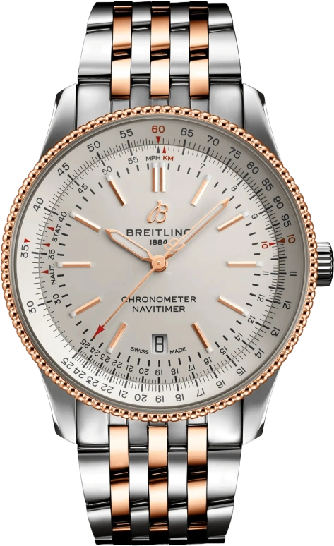 Breitling,Navitimer 41mm,41mm,Rose Gold,Stainless Steel,Silver,Automatic,Chronograph,Date,Anti-magnetic,U17326211G1U1